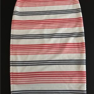 Aqua Orange and Black Striped Pencil Skirt